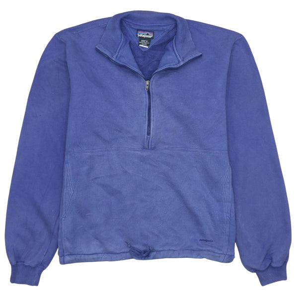 Vintage Patagonia 90's Large Blue Cotton Half Zip Sweatshirt