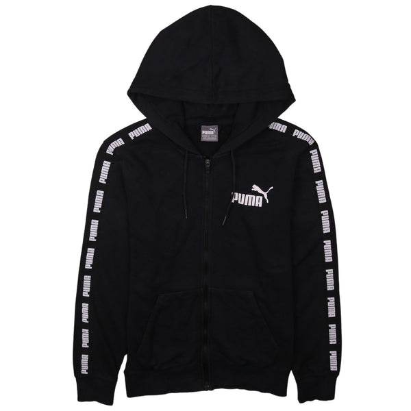 Puma Vintage 90's Black Hoodie XSmall Full Zip Drawstring Pockets
