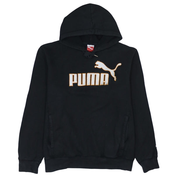 Puma 90's Vintage Spellout Pullover Hoodie Large Black Cotton
