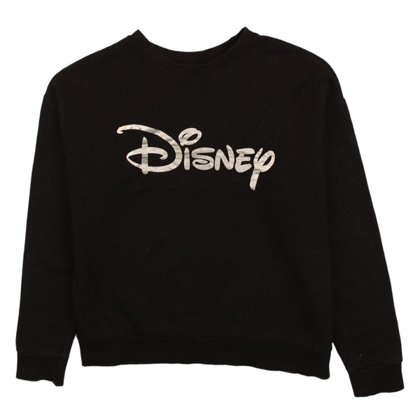 Vintage Disney 90's Spellout Black Crew Neck Sweatshirt Women's Small