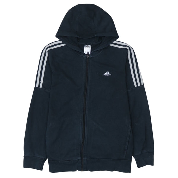 Adidas 90's Striped Sleeve Full Zip Up Hoodie Medium Black