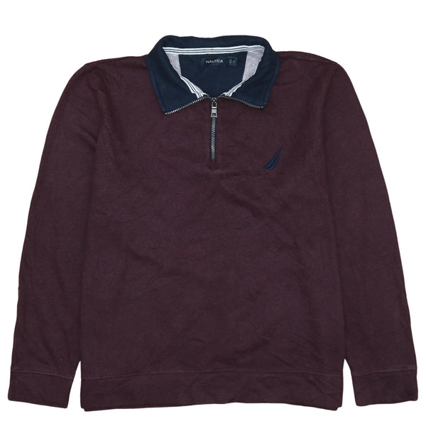 Vintage Nautica 90's Lightweight Burgundy Quarter Zip Sweatshirt Large