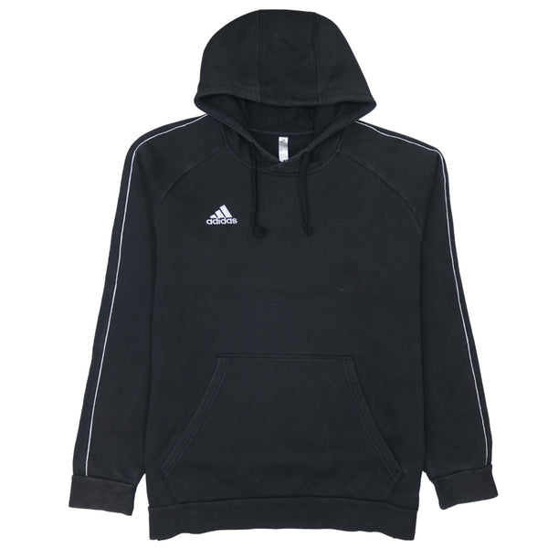 Adidas 90's Vintage Black Pullover Hoodie XLarge with Drawstring Pockets