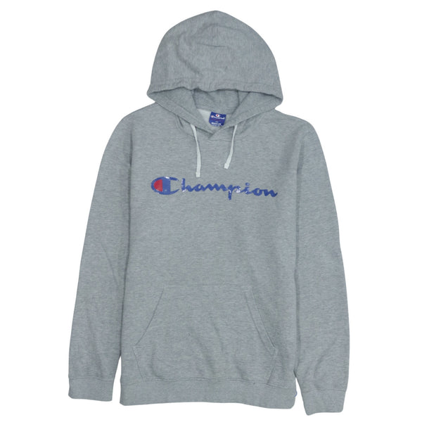Champion 90's Spellout Pullover Hoodie Medium Black Vintage