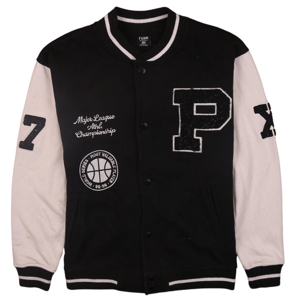 Vintage 90's Black Lightweight Button Up Varsity Jacket Men's XSmall