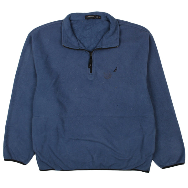 Vintage Nautica 90's Quarter Zip Fleece Jumper XL Blue