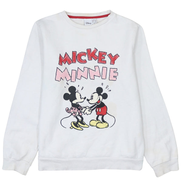 Disney 90s Mickey & Minnie Mouse Crew Neck Sweatshirt Small White Rare