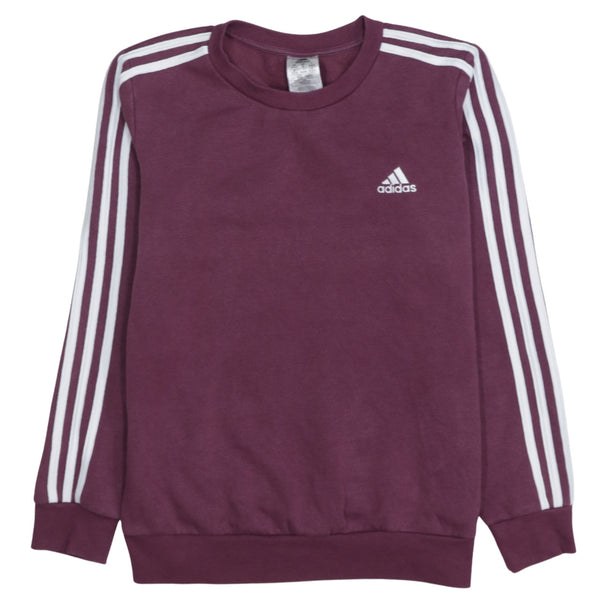 Adidas 90's Striped Sleeve Crew Neck Sweatshirt Medium Burgundy Red