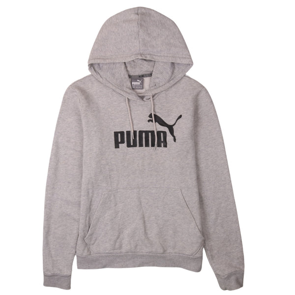 Puma 90's Vintage Grey Spellout Hoodie Medium Women's Pullover