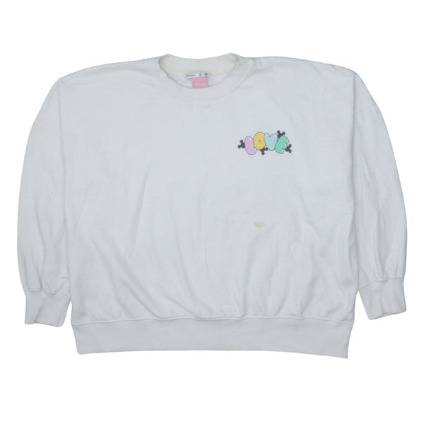 Disney 90s Men's Heavyweight White Crew Neck Sweatshirt Small