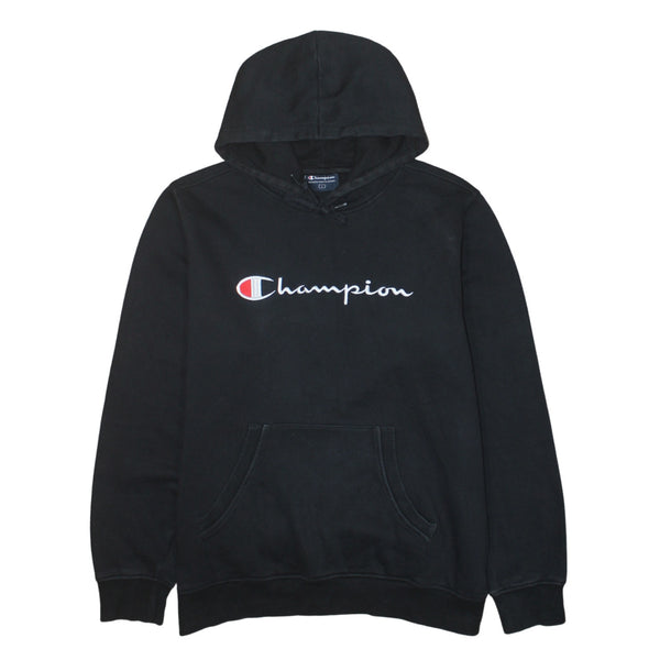 Champion 90's Spellout Pullover Hoodie Large Black