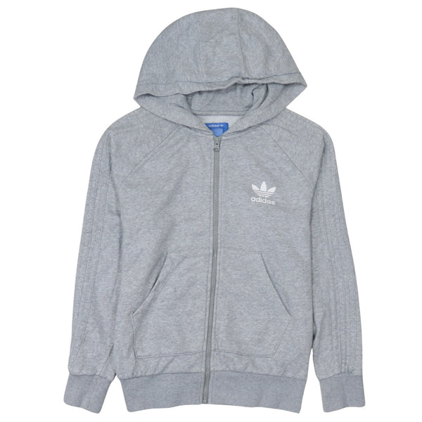 Adidas 90's DrawstrinPockets Full Zip Up Hoodie Medium  Grey
