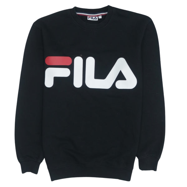 Fila 90's Vintage Spellout Crew Neck Sweatshirt XSmall Black Cotton