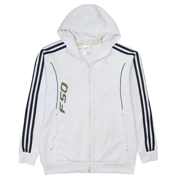 Adidas 90's Striped Sleeve Full Zip Up Hoodie XLarge White
