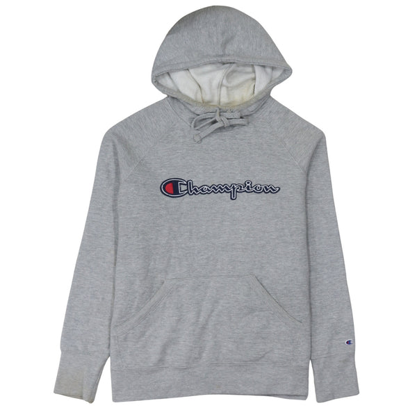 Champion 90's Spellout Pullover Hoodie Large Grey