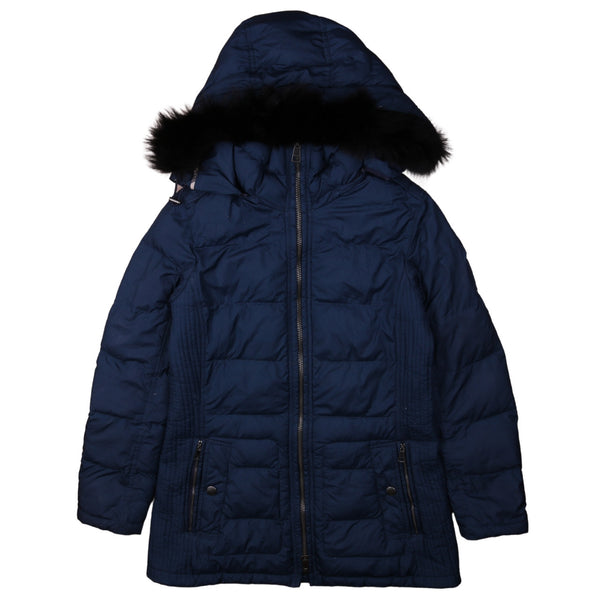 Burberry Vintage 90's Hooded Navy Blue Puffer Jacket Small