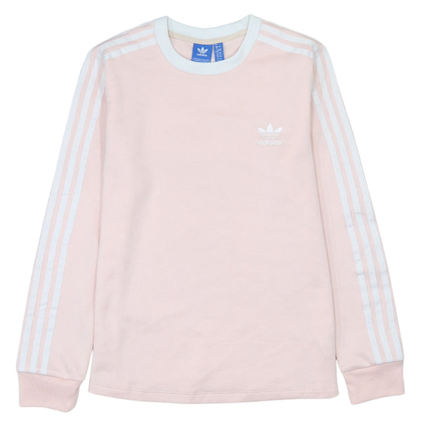 Adidas 90's Vintage Pink Sweatshirt Striped Sleeve Crew Neck S