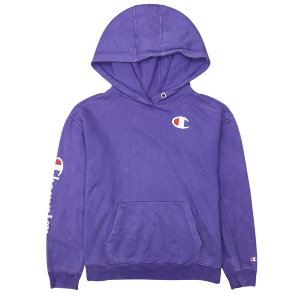 Champion 90's Drawstring Pockets Pullover Hoodie Small Purple