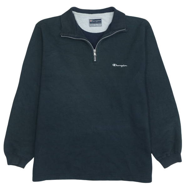 Champion 90's Vintage Black Lightweight Quarter Zip Sweatshirt Men's Large