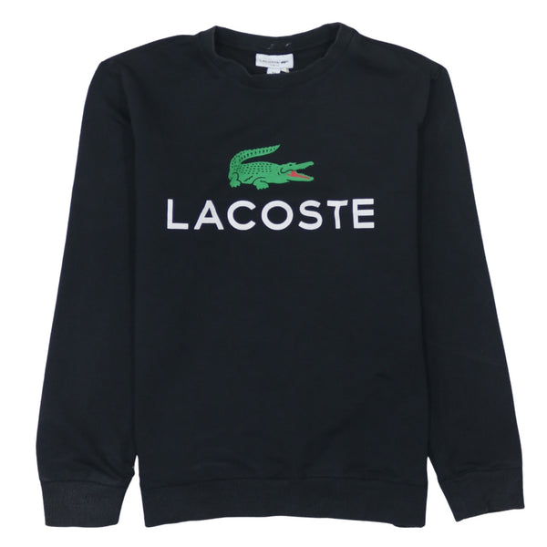Lacoste 90's Spellout Crew Neck Sweatshirt Large Black