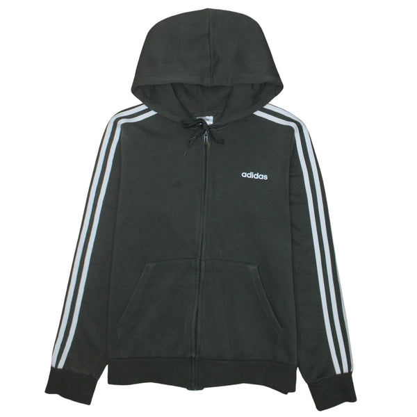 Adidas 90's Striped Sleeve Full Zip Up Hoodie Large Green