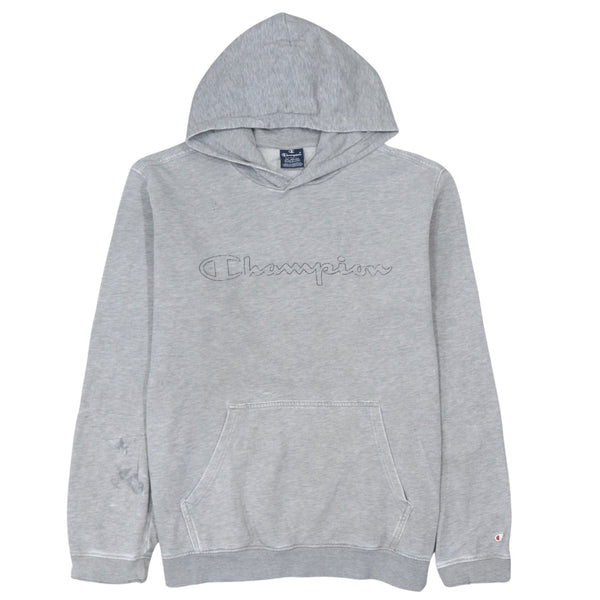 Champion 90's Spellout Pullover Hoodie XLarge Grey