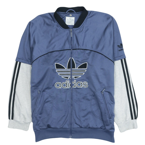 Adidas 90's Spellout Full Zip Up Blue Sweatshirt - Men's Large