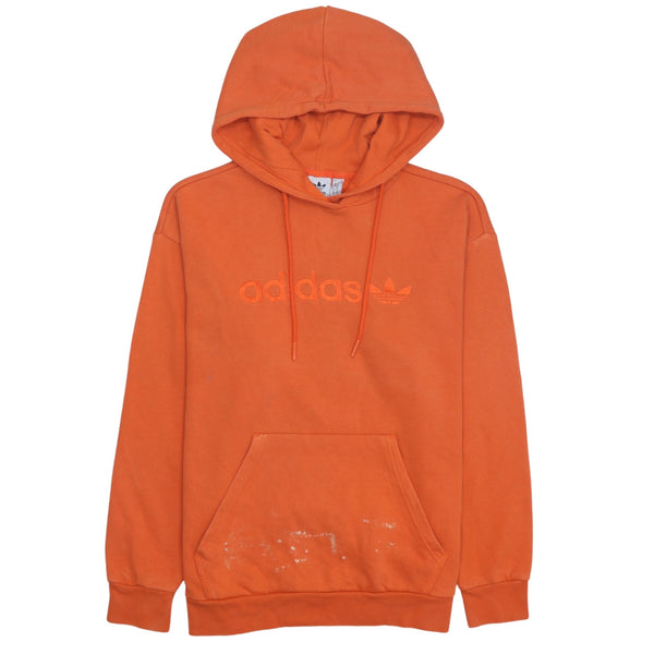 Adidas 90's Spellout Orange Pullover Hoodie Women's Small Cotton