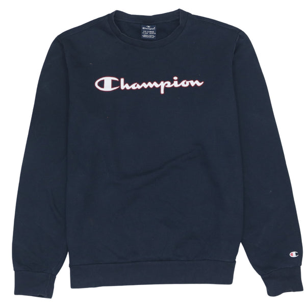 Champion Spellout Crew Neck Sweatshirt XXLarge 90's Vintage Navy Blue