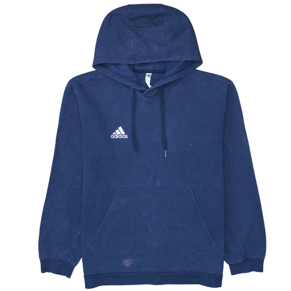 Adidas 90's Drawstring Pockets Pullover Hoodie Large Navy Blue