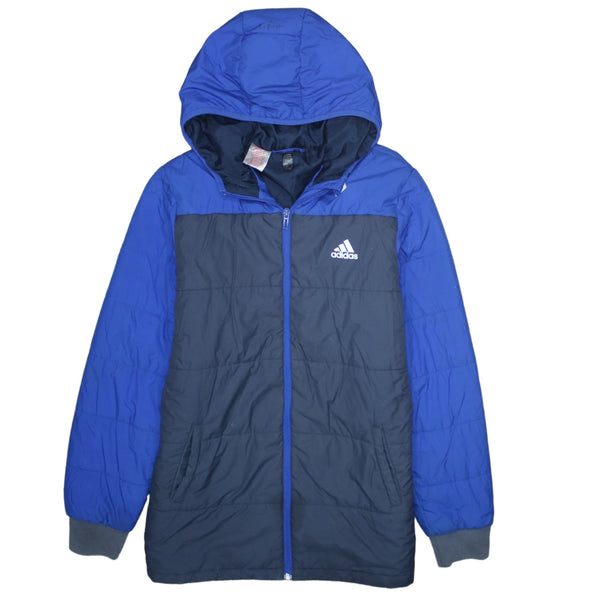 Adidas 90's Hooded Full Zip Up Puffer Jacket XLarge Blue