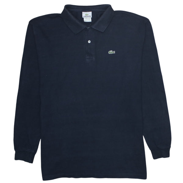 Lacoste 90's Long Sleeve Quarter Button Polo Shirt Large  Black