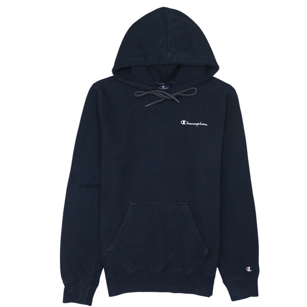 Champion 90's Drawstring Pockets Pullover Hoodie Small Navy Blue