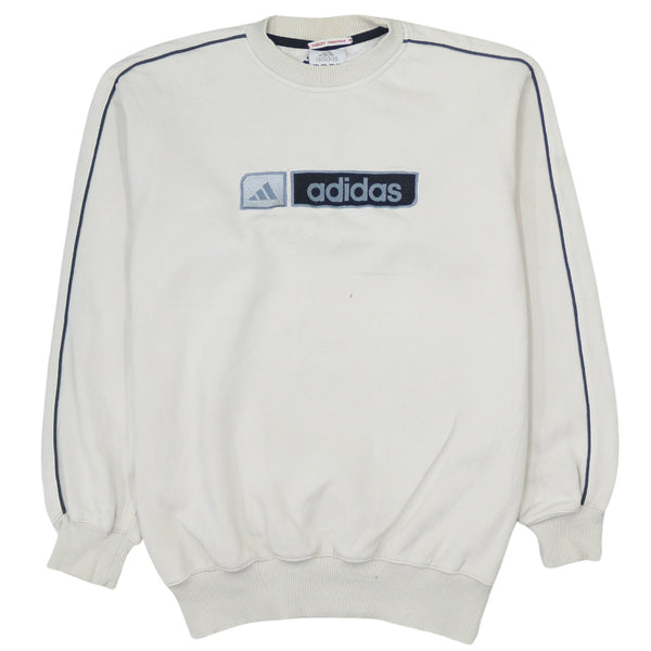 Adidas Vintage 90's Beige Cream Spellout Crew Neck Sweatshirt Women's Large
