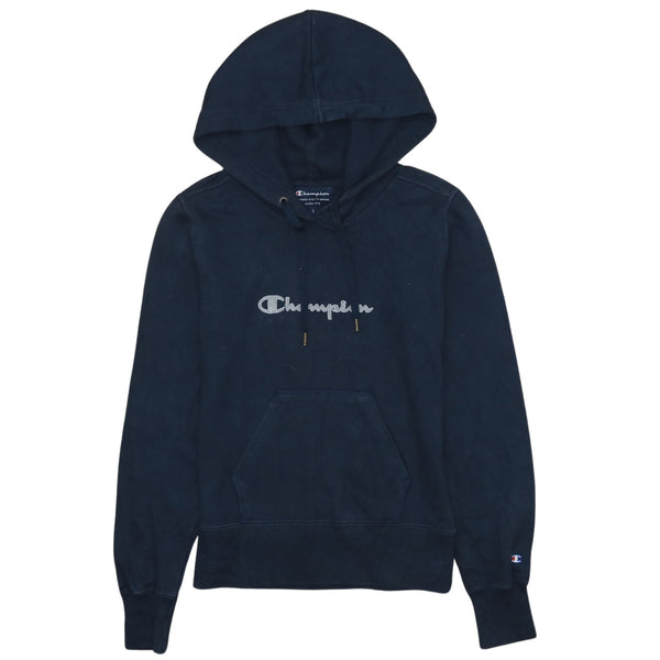 Champion Vintage 90's Navy Spellout Pullover Hoodie Small Cotton