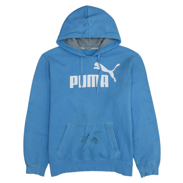 Puma 90's Spellout Pullover Hoodie XLarge Blue Vintage Activewear