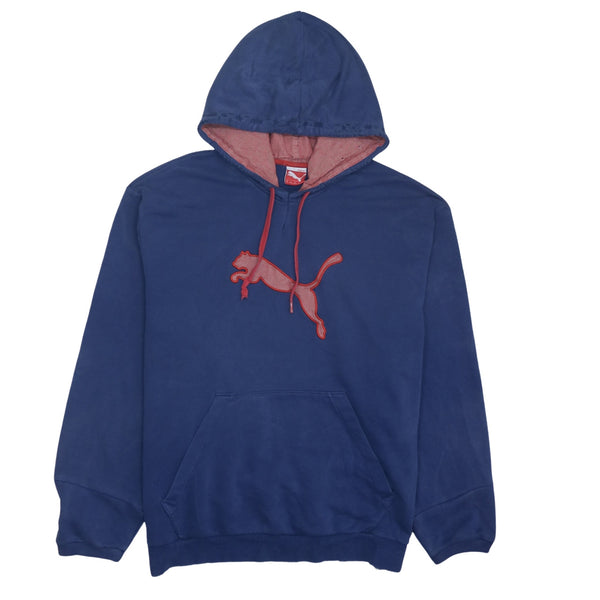 Puma 90's Vintage Navy Blue Pullover Hoodie Men’s XLarge Spellout