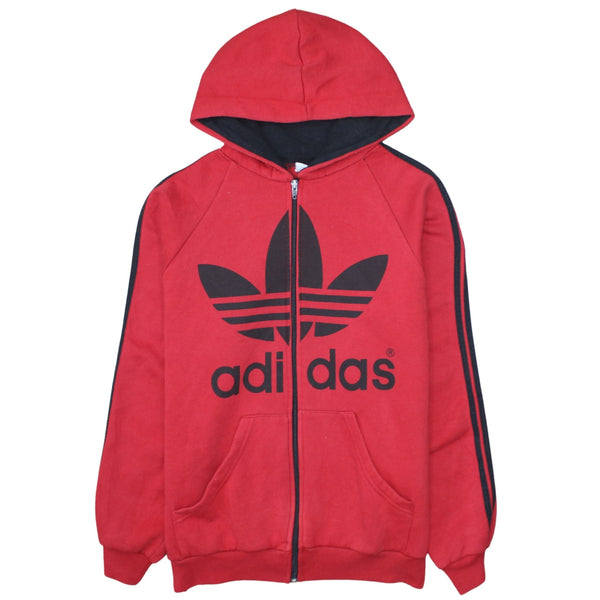 Adidas 90's Spellout Full Zip Up Hoodie Small  Red