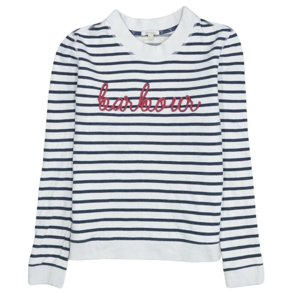 Barbour 90's Spellout Crew Neck White Sweatshirt - Women's Small