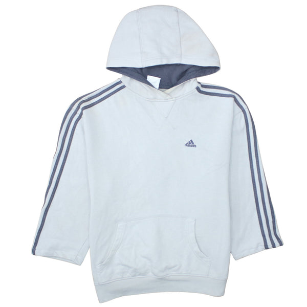 Adidas 90's Striped Sleeve Pullover Hoodie Large White
