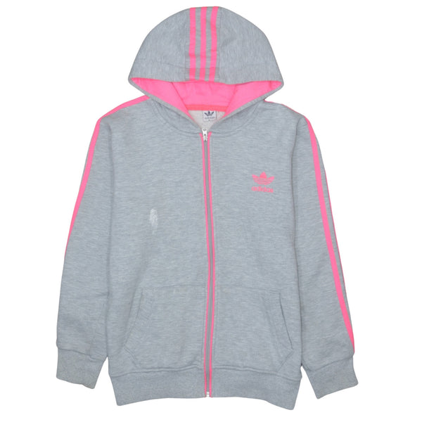 Adidas 90's Grey Striped Sleeve Hoodie XLarge Women's Zip Up
