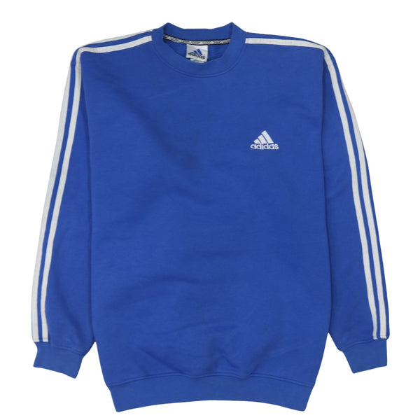Adidas 90's Striped Sleeve Crew Neck Sweatshirt Large  Blue
