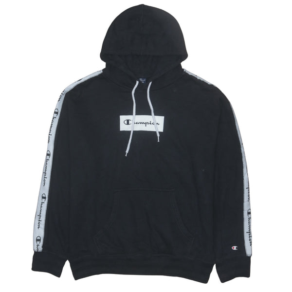 Champion 90's Vintage Spellout Pullover Hoodie Men's Medium Black