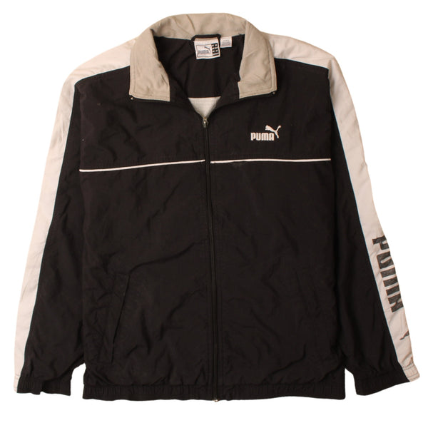 Puma 90s Vintage Women's Black Windbreaker XLarge Full Zip Jacket