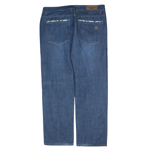 Burberry Vintage 90's Lightwash Straight Leg Baggy Blue Trousers Pants 40