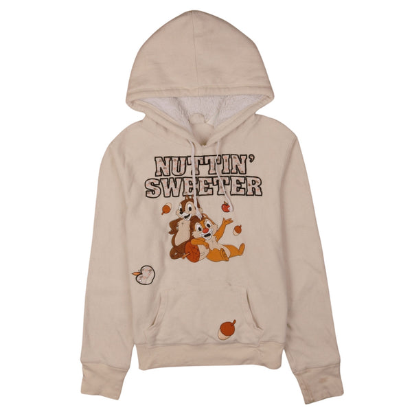 Vintage Disney 90's Nuttin Sweeter Hooded Fleece Jumper XLarge Beige