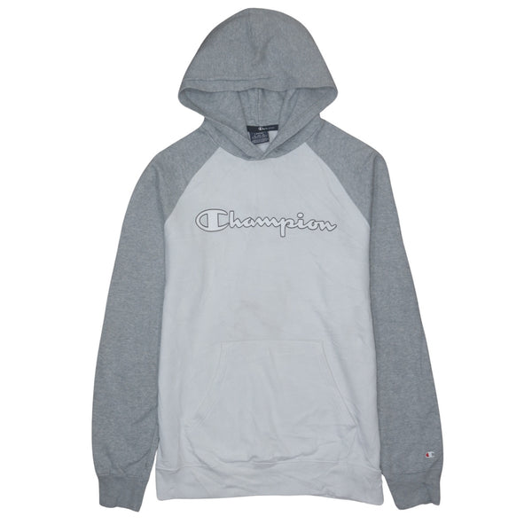 Vintage Champion 90's Large Grey Spellout Pullover Hoodie
