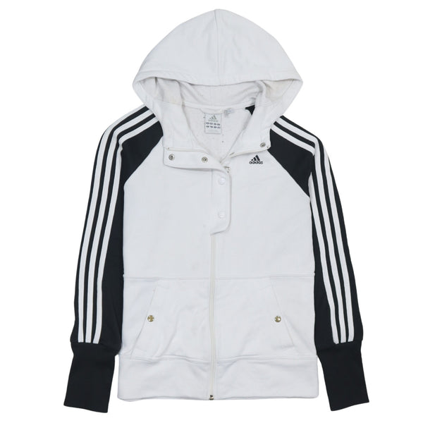 Adidas 90's Striped Sleeve Full Zip Up Hoodie Small  Black