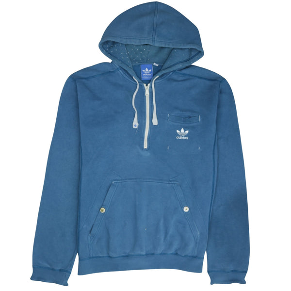 Adidas 90's Blue Quarter Zip Sportswear Hoodie Men's Large