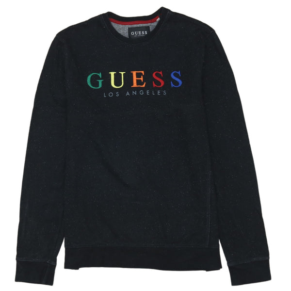 Vintage 90's Guess Spellout Black Crew Neck Medium Sweatshirt